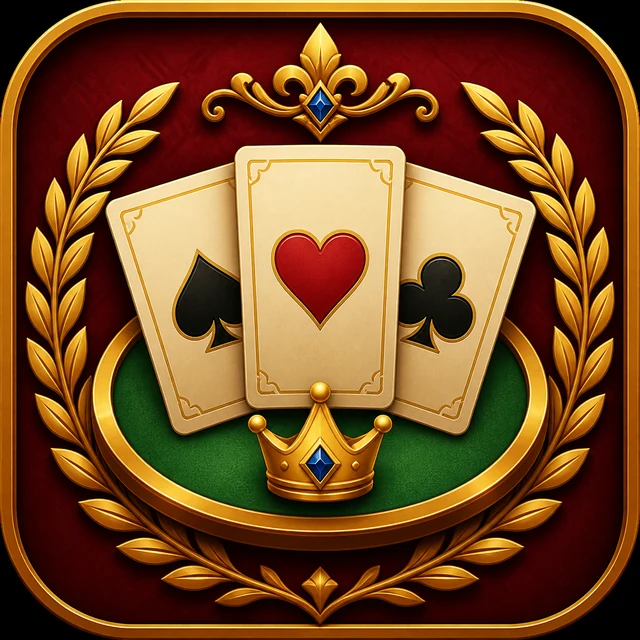 Original editorial icon showing three ivory cards above an emerald table with gold laurel